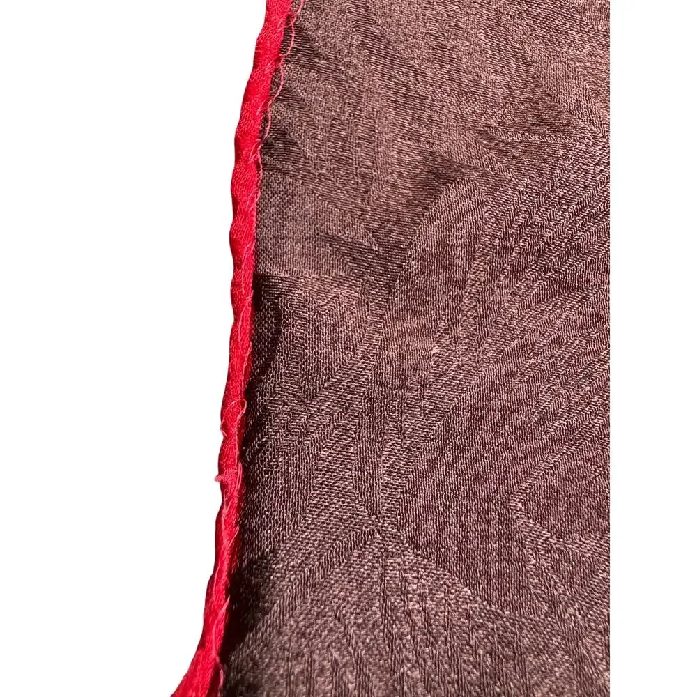 Ellen Tracy Floral Silk Blend Square Scarf Brown Red Tulip Garden Wrap